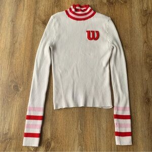 Forever 21 Wilson White Mock Neck Striped Shirt